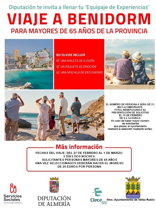 “EQUIPAJE DE EXPERIENCIAS” VIAJE A BENIDORM PARA PERSONAS MAYORES 2023